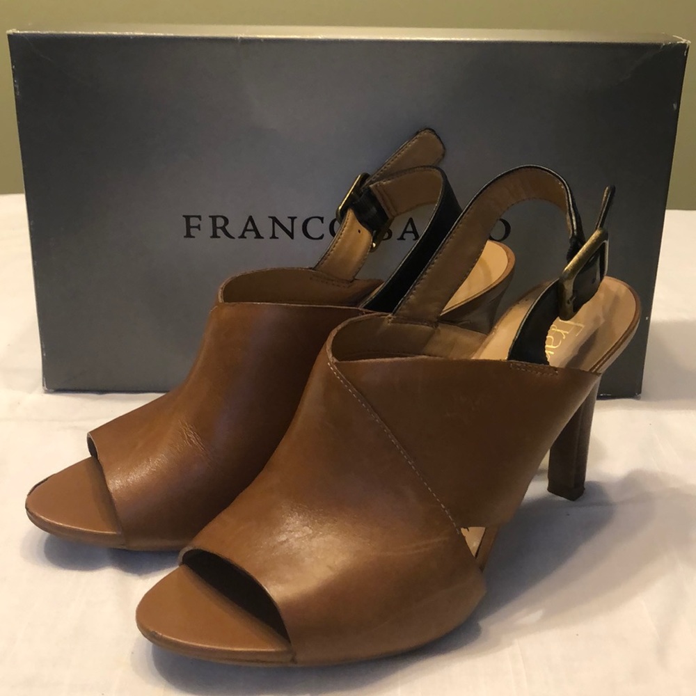 Franco Sarto Size 6 Tan 3” Heel Sandals